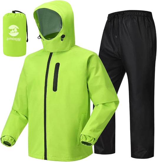 SaphiRose Men's Waterproof Rain Suit 2pcs/set Packable Rain Gear for Golf Motorcycle Fishing
