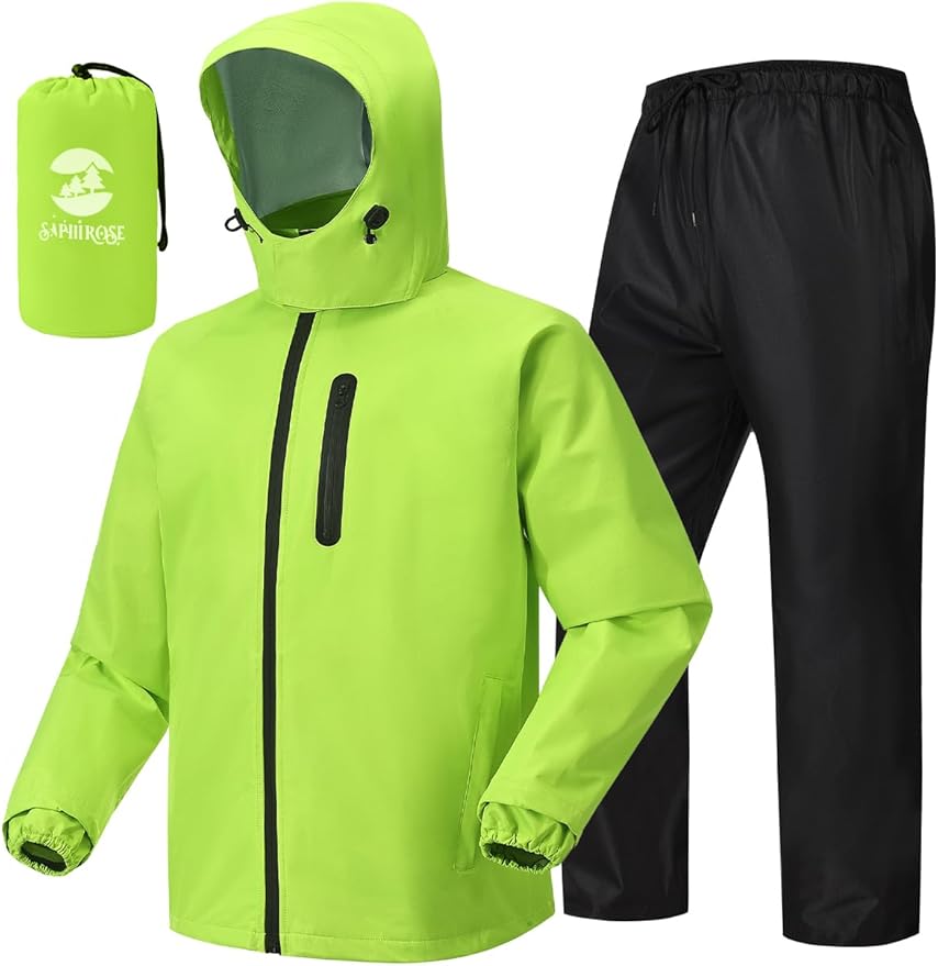 SaphiRose Men's Waterproof Rain Suit 2pcs/set Packable Rain Gear for Golf Motorcycle Fishing