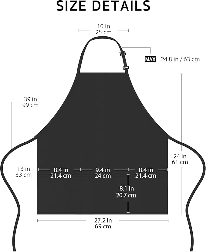 Syntus Chef Apron for Men Women Kitchen Cooking Apron with Pockets, Adjustable Bib Aprons Stain Resistant, 1 Pack