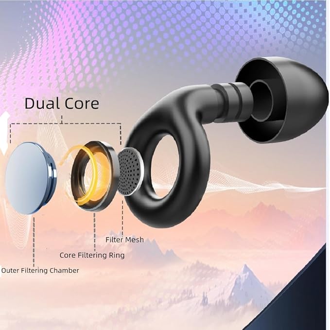 Ear Plugs for Sleeping, Reusable Soft Silicone Loop Earplugs,for Sleeping, Concert, Working, Studying, Traveling, Reduction 27dB-32db (Black, One Size)