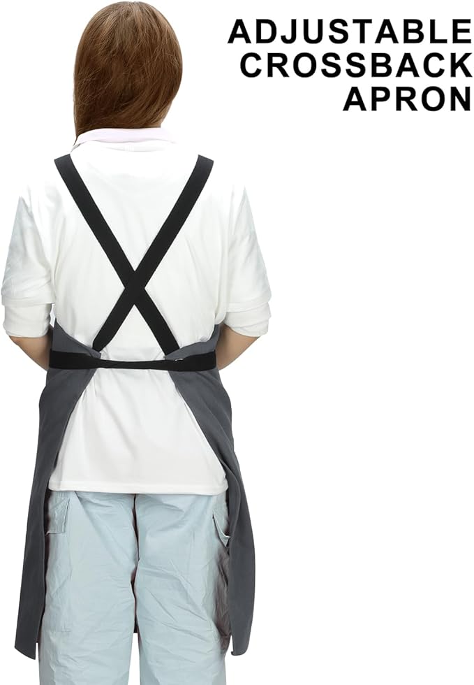chef apron for men with Pockets - Cotton Canvas Cross Back Chefs cooking Aprons,for kitchen,restaurant,grilling