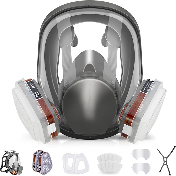 Full Face Respirator Mask, 6800 Reusable Respirator Mask with Filters 6001, Anti-fog, Ideal for Paint, Spray, Dust