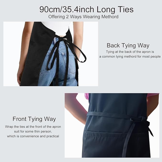 Kitchen Bib Apron for Women Men with Pockets Chef Art Aprons for Cooking Painting Pottery Ceramics