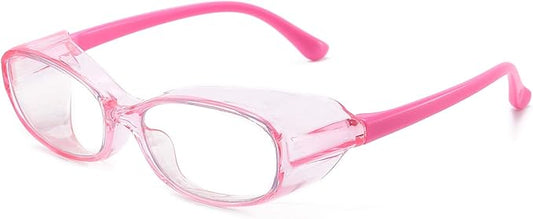 Safety Glasses Goggles Anti Fog Eye Protection Blue Light Blocking lens Side Shield Anti Pollen Soft TR90 for Boys Girls(Pink)