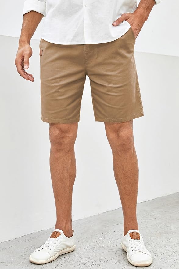 JMIERR Mens Casual Shorts - Cotton Drawstring Summer Beach Stretch Twill Chino Golf Shorts