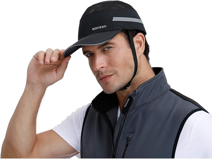 Lightweight Safety Bump Cap - Breathable Baseball Style Protective Hat with Reflective Stripes