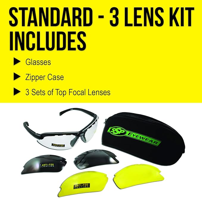 First Responder's Choice! Tactical Shooting Glasses for Front Sight Focus 99% of Inaccuracy Occurs When You Can’t See Your Sights. Maintains a Natural Shooting Stance. Top Focal® Anti-Fog, ANSI Z87.1+