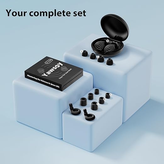 Ear Plugs for Sleeping Noise Cancelling, Reusable Soft Noise Reduction Earplugs for Sleep, Focus, Travel, Work, Motorcycle, Concert with 6 Silicone Ear Tips and 6 Foam Ear Tips - 25-35dB Black