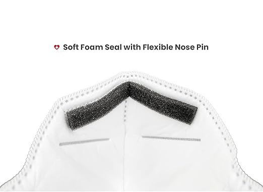 N95 Mask - NIOSH Approved (White, Pack of 50), Lightweight design, Breathable and comfortable for long periods of wear, N95 Masks For Adults helps filter Pollen and Dust, Universal Fit