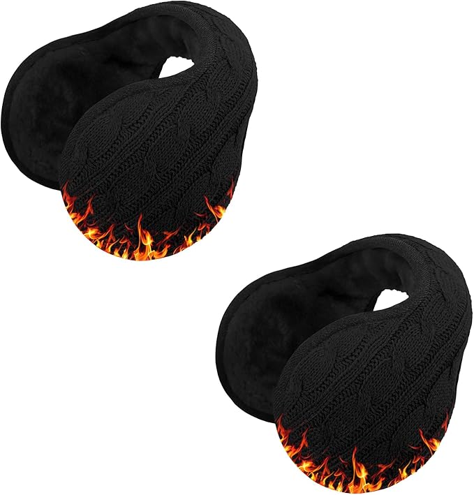 Venswell Knit Ear Muffs for Winter Women Men Soft Earmuffs Cold Weather Fleece Ear Warmers Cover Foldable & Adjustable