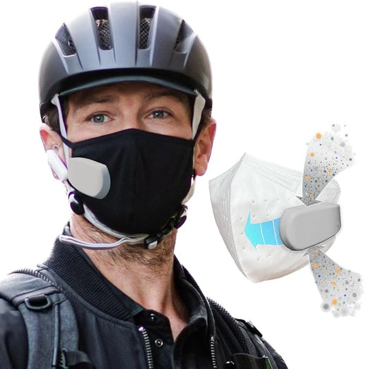 PuriCurrent Smart. Smallest powered respirator/wearable purifier/mask fan. Clip on masks against pollen, ashes, dusts, PM2.5. Easy and comfortable breath. (Gray)