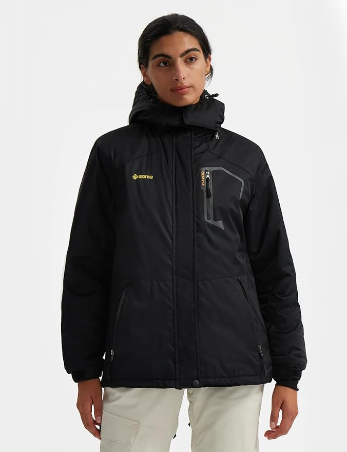 GEMYSE Women's Ski Snow Jacket Warm Winter Waterproof Coat Snowboard Rain Jacket Hooded Windproof Windbreaker