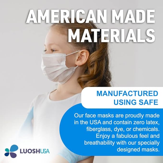 Face Masks Disposable Made in USA, 3 Ply Disposable Masks 50pcs,Adult Mask, Kids Mask, Black Masks, White Masks