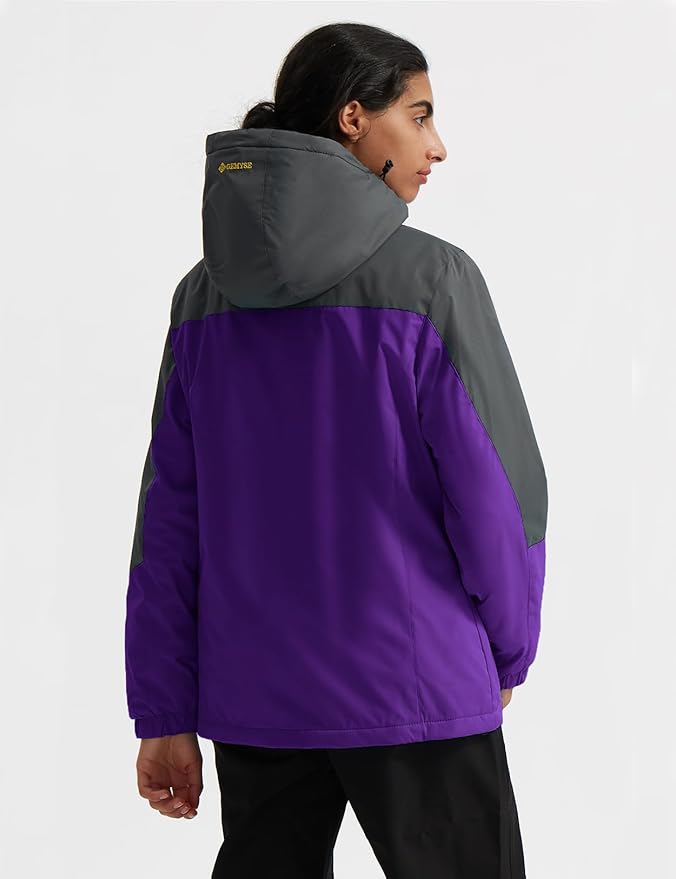 GEMYSE Women's Ski Snow Jacket Warm Winter Waterproof Coat Snowboard Rain Jacket Hooded Windproof Windbreaker