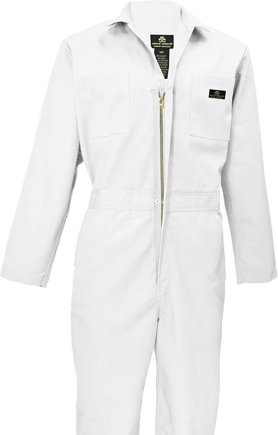 Natural Uniforms Mens Long Sleeve Zip Up Twill Coverall, Stain and Wrinkle Resistant