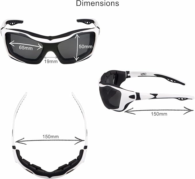 WYND Blocker Motorcycle Riding Glasses Extreme Sports Wrap Sunglasses (White/Smoke)