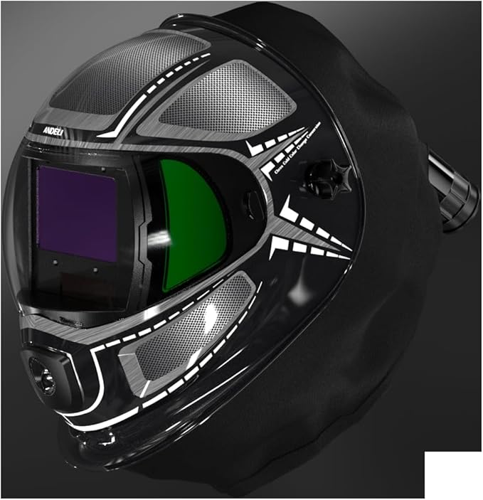 ANDELI Welding Helmet with Light,Panoramic 180° Large Viewing Powered Air Purifying Respirator Auto Darkening Welding Helmet