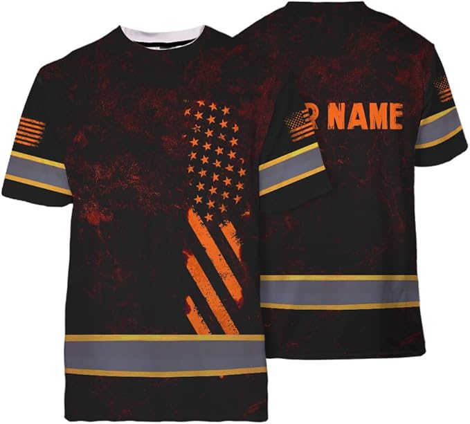 Maddly High Visibility US Flag Collection Safety Workwear Custom Name for Workers, Runners, Truckers, Patriotic