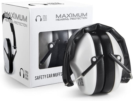 Pro For Sho 34dB NRR Hearing Protection Ear Muffs - Highest NRR in Compact Design, Ear Protection for Shooting, Mowing, Work
