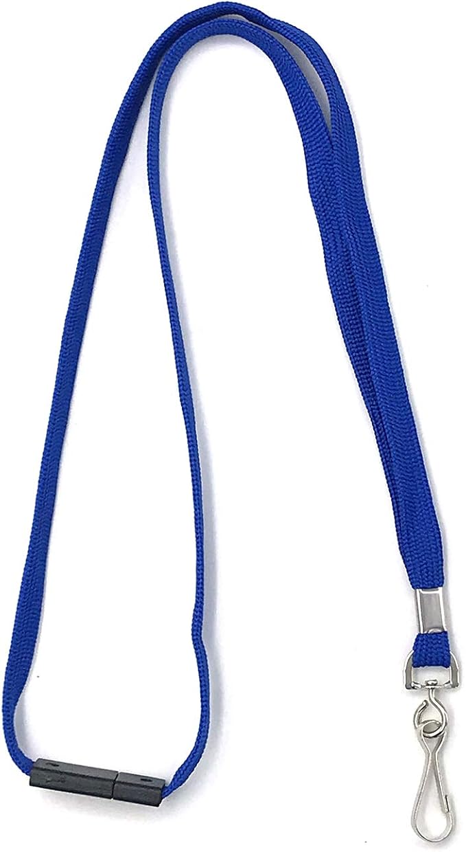 Safety Lanyards Premium Breakaway Blue Lanyard Comfortable Neck Straps Lanyards Swivel J Hook for ID Badges 25 Pack