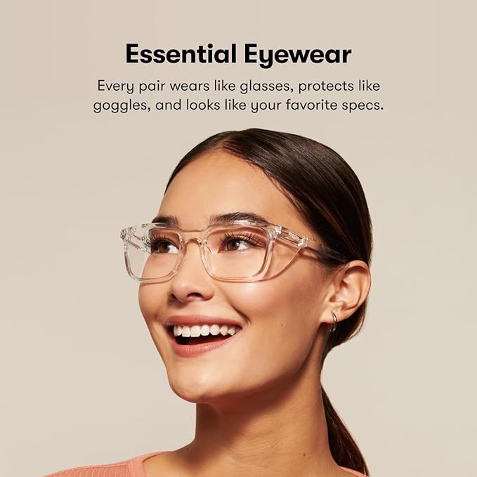Stoggles Rectangle Z87.1 Certified Safety Glasses, Blue-Light, UV Blocking Lens, Top & Side Shield, Anti-Fog, Stylish Eyewear
