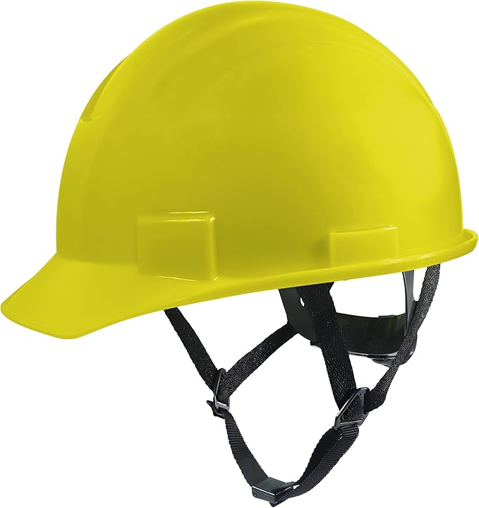 GE Cap Style Hard Hat, 4-Point Ratchet Suspension, Earmuff Slots, High Impact Resistant, Sweat-Wicking Sweatband, Meets ANSI Z89.1-2014, Comfortable, Durable, and Protective - Yellow, Non-Vented