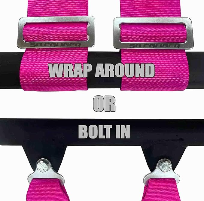 4 Point 2" Racing Harness for Bucket Seats, Quick Release Safety Belt for UTV/RZR, Adjustable Seatbelt with Mounting Hardware, Choose from 9 Colors, Secure Fit for Off-Road Vehicles, Pink, (6008A2)