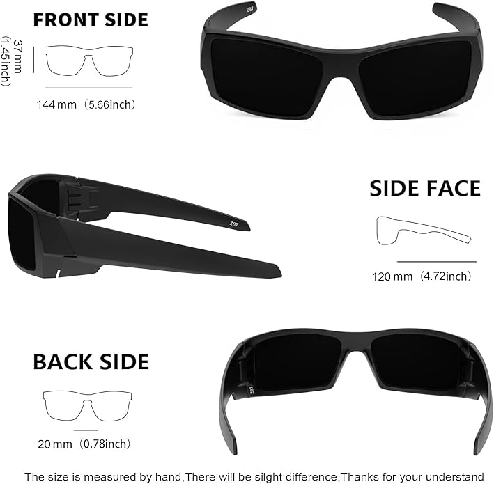 WISTON Z87 Sunglasses Wrap Around Sunglasses for Men Rectangular Safety Glasses UV400 for Sport Working 8231