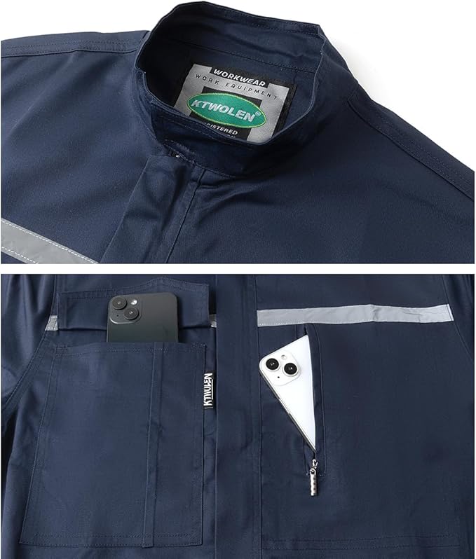 Mens Workwear Coveralls Multi Pockets Work Suit Mechanic Overalls Jumpsuits Unisex Long Sleeve Garage Coverall
