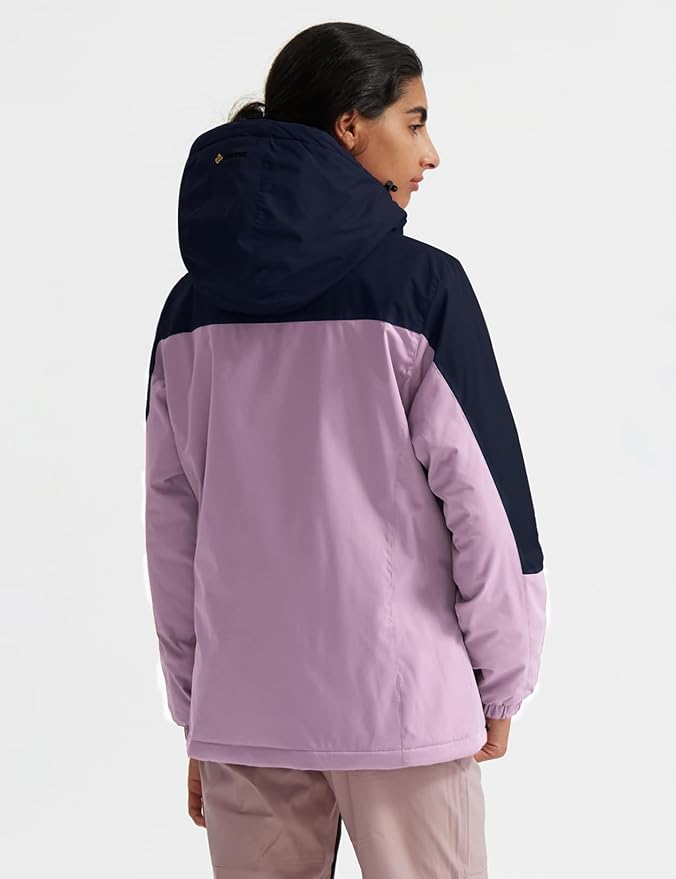GEMYSE Women's Ski Snow Jacket Warm Winter Waterproof Coat Snowboard Rain Jacket Hooded Windproof Windbreaker
