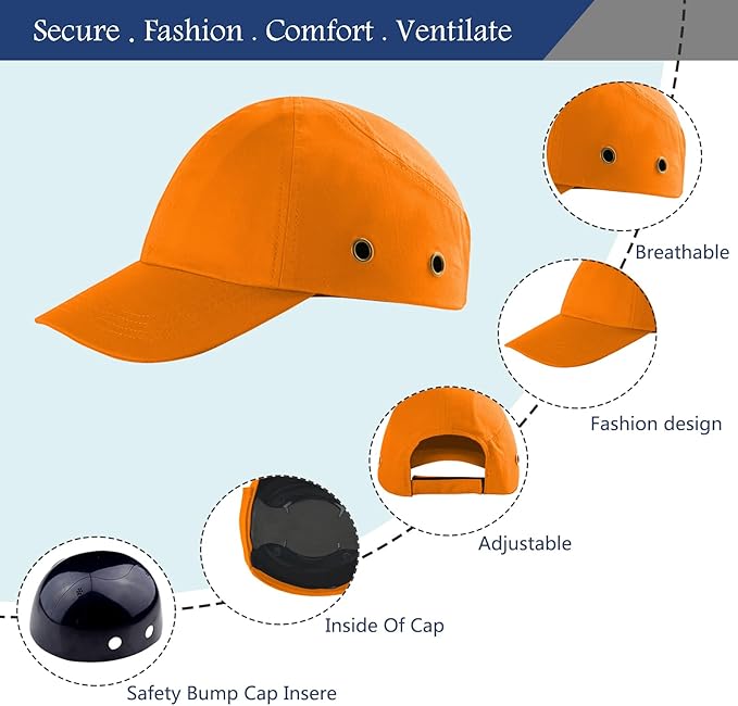 Lightweight Hard Hat Safety Bump Cap Safety Hard Hat Head Protection Cap Breathable Baseball Hat Style Comfortable Head Protection Hat for Work