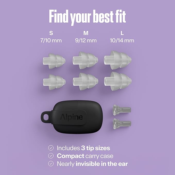Alpine PartyPlug Concert Ear Plugs with 19dB Noise Reduction - Reusable Hearing Protection for Music Festivals, Raves & Live Events, Clear Sound Quality, Incl. 3 Tip Sizes (S/M/L), Transparent
