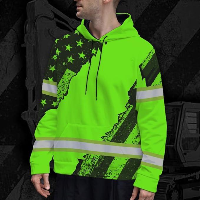 Maddly High Visibility US Flag Collection Safety Workwear Custom Name for Workers, Runners, Truckers, Patriotic