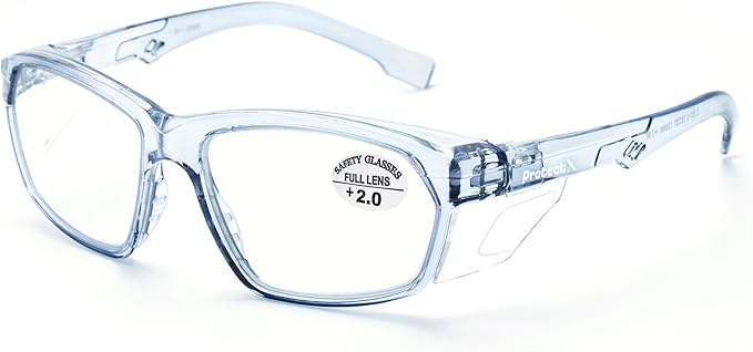 ProtectX Stylish Anti-Fog & Scratch-Resistant Safety Glasses With Readers, UV Protection Goggles, Anti-Impact Lightweight Glasses for Men＆Women 2.0,Blue
