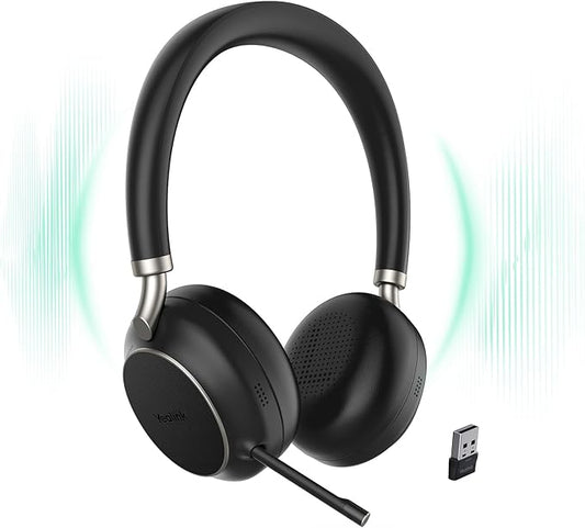 Yealink BH76 (2022 Old Edition) Wireless Headset Active Noise Cancelling (ANC) Bluetooth Headphone with Retractable Mic-Boom, Teams Certified On-Ear Headphone, up to 35h Talking Time, USB-A Dongle