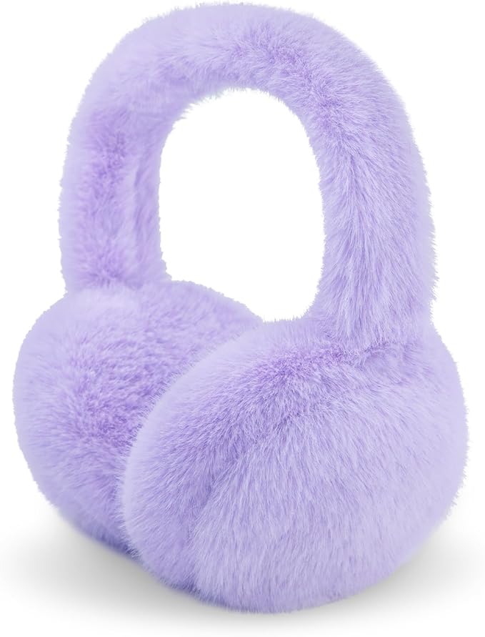 Winter Ear Muffs for Women Girls Faux Fur Cute White Earmuffs Fluffy Ear Warmers Foldable Ear Covers Outdoor