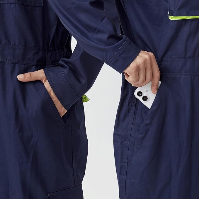 Men's Work Coverall Long Sleeves Overalls Mechanics Coveralls Workwear Jumpsuit with Multi Pockets