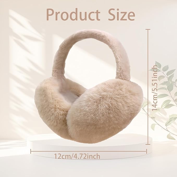 Ear Muffs for Winter Women Men, Adjustable Faux Fur Earmuffs, Fluffy Ear Warmers, Foldable Ear Warmer Earmuffs