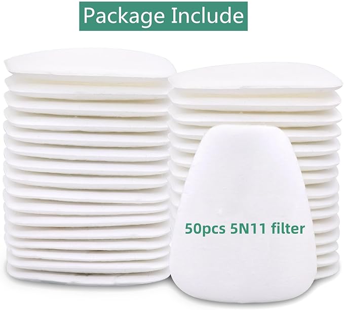 50PCS 5N11 Respirator Filter, ANUNU 5N11 Particulate Filter Cotton for 6200, 6502, 7502, 6800 Series Respirator Mask, Respirator Filter