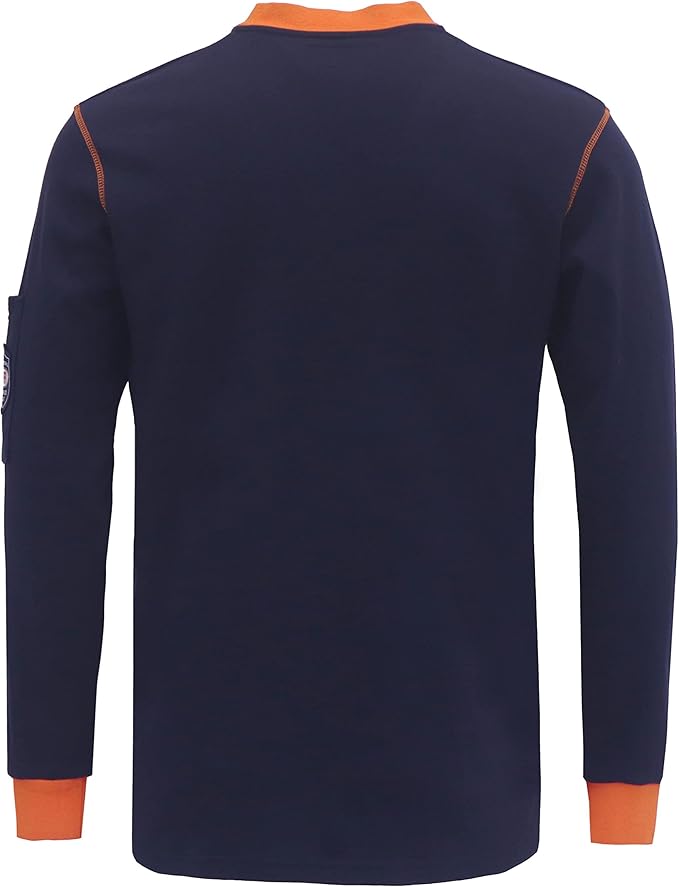 BOCOMAL FR Shirts Henley 7oz Midweight Fire Resistant Clothing NFPA2112 CAT2 Men's Flame Retardant Work Shirt