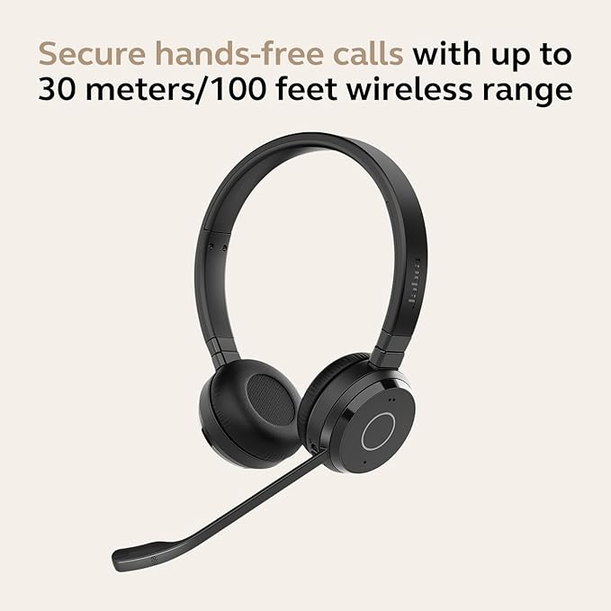 Jabra Evolve 65 TE (Third Edition) Wireless Dual-Ear Headphones - Noise-Canceling Mic, 16 hrs Battery Life, Dual Connectivity, MS Teams Certified, Supports Other Platforms, Black