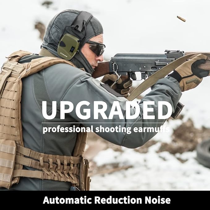 ZOHAN EM054 Electronic Shooting Ear Protection with Sound Amplification, Slim Active Noise Reduction Earmuffs for Gun Range