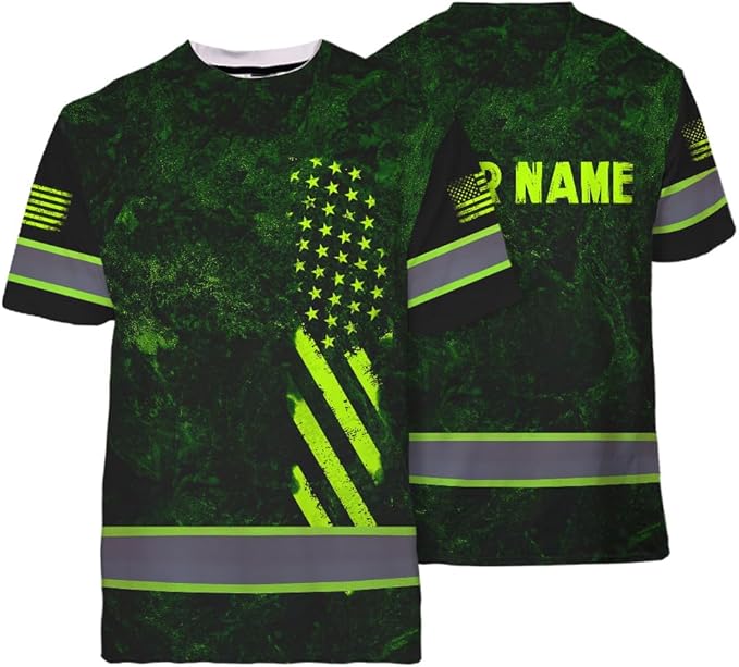 Maddly High Visibility US Flag Collection Safety Workwear Custom Name for Workers, Runners, Truckers, Patriotic