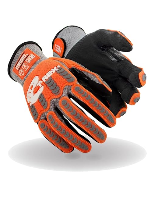 MAGID T-REX Flex Series ANSI A4 Foam Nitrile Coated Impact Gloves, 6 Pairs, Size 9/Large (TRX443)