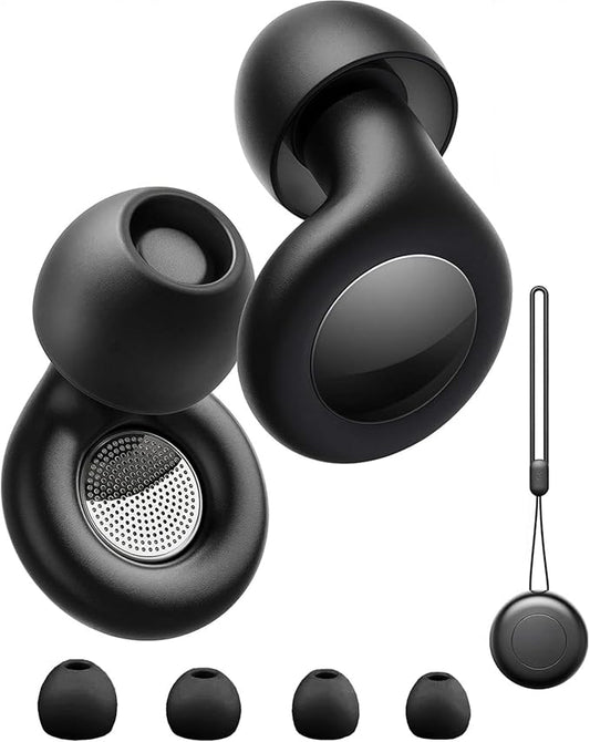 Ear Plugs for Sleeping, Reusable Soft Silicone Loop Earplugs,for Sleeping, Concert, Working, Studying, Traveling, Reduction 27dB-32db (Black, One Size)