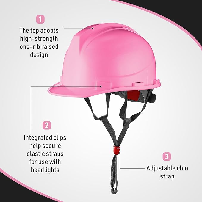 Leumoi 10 Pcs Suspension Hard Hat, Construction Hard Hat for Safety, Ratchet Cap Style with Self Adjusting Crown Straps for Man Woman
