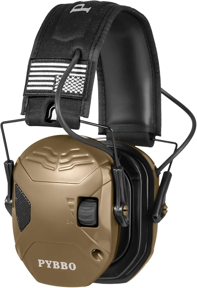 PYBBO NRR 23dB Shooting Ear Protection Muffs with Gel Ear Pads, Slim Active Noise Reduction & Sound Amplification for Hunting