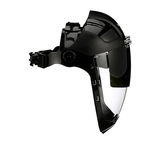 Sellstrom DP4 Face Shield - Lightweight Mask with High Impact Crown & Ratchet Headgear for Work, Grinding, Plasma/Flame Cutting - ANSI Z87.1 - Clear Anti Fog Polycarbonate Window - UV/IR Flip Up Visor