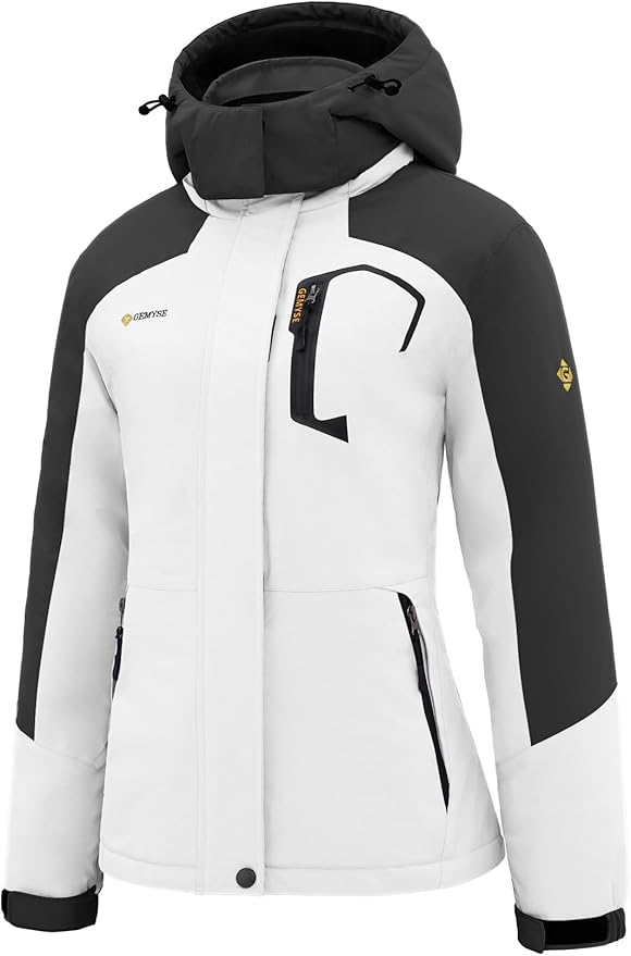 GEMYSE Women's Ski Snow Jacket Warm Winter Waterproof Coat Snowboard Rain Jacket Hooded Windproof Windbreaker