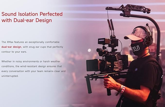 SYNCO XTALK XMax1 Intercom Headset System 2.4GHz 1640 feet 500 Meters Dual-Ear Long Distance Range Real-time Monitoring Communication Headset for Live Show Stage Performance Movie Shoot